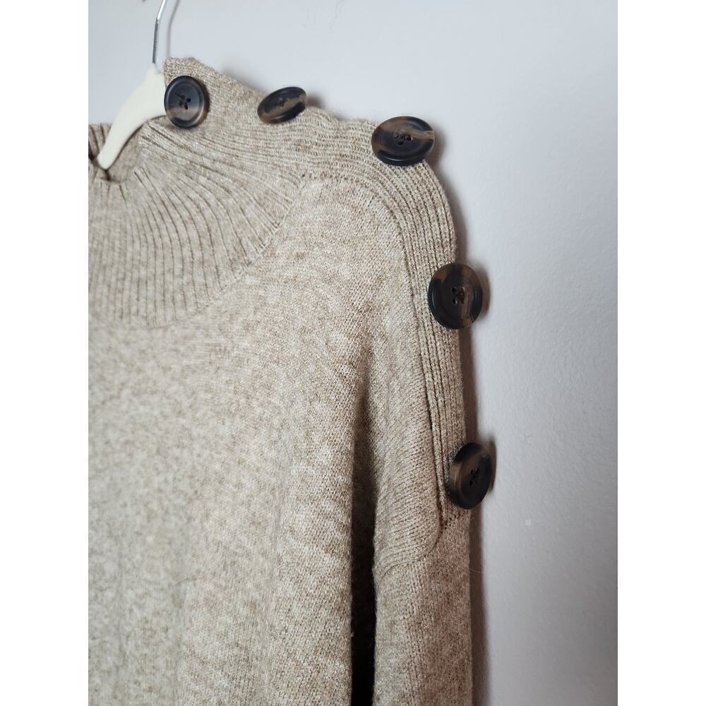 Anthropologie Margarita Tunic sweater sz L Button Heathered brown boho career - Picture 5 of 12